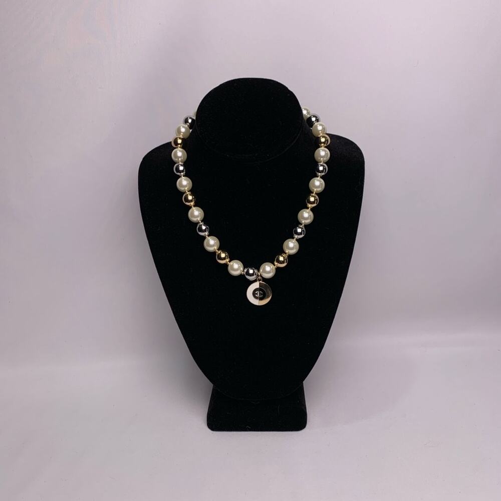 Charter Club Gold Silver faux pearl All Around Collar Necklace Chanel